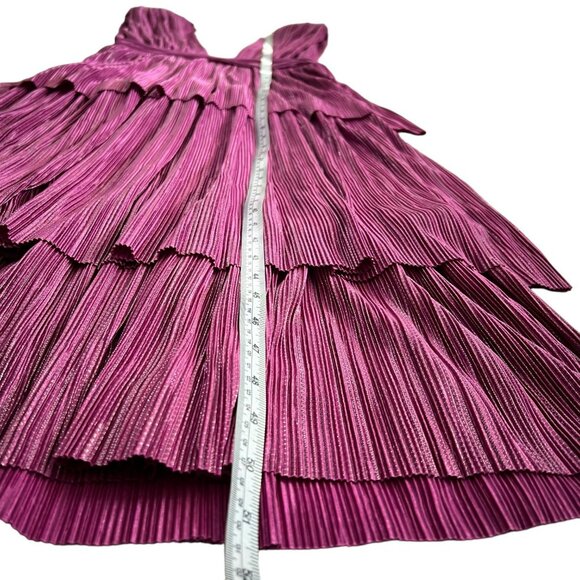 Sabina Musayev Judith Metallic Plunge Neck Pleated Layered Gown Purple Size XL - Picture 16 of 16